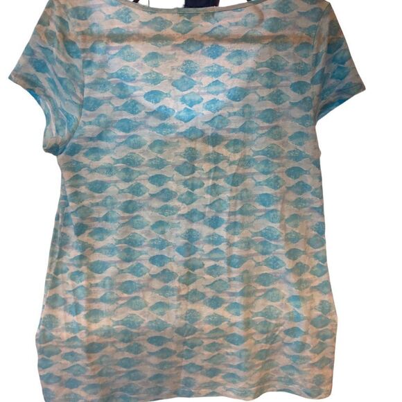 LIZ CLAIBORNE TEAL/WHITE T-SHIRT / NWT / SZ: M - Picture 3 of 5